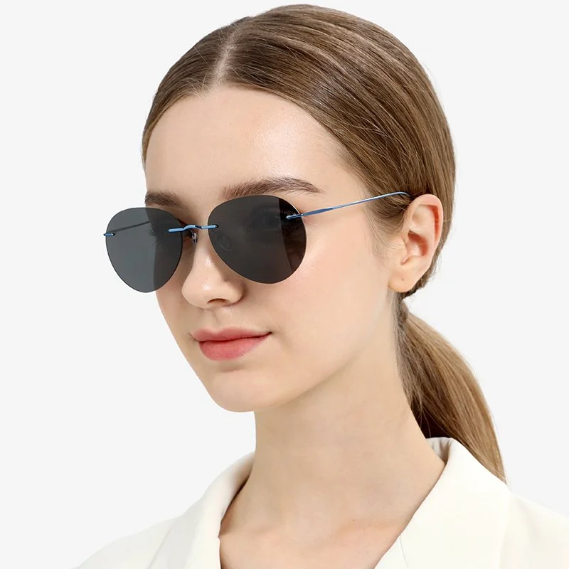 Ultralight Titanium Rimless Polarized Aviator Sunglasses for Men & Women
