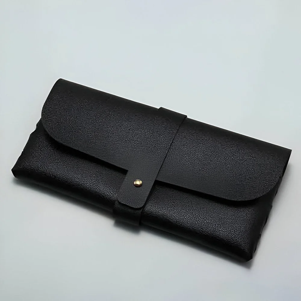 Black Leather Soft Eyeglass Case – Unisex Portable Sunglasses Pouch