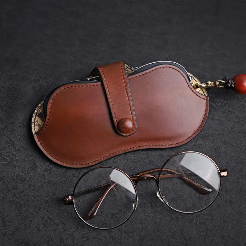 Genuine Leather Eyeglasses and Sunglasses Case - Stylish Protective Pouch for Eyewear