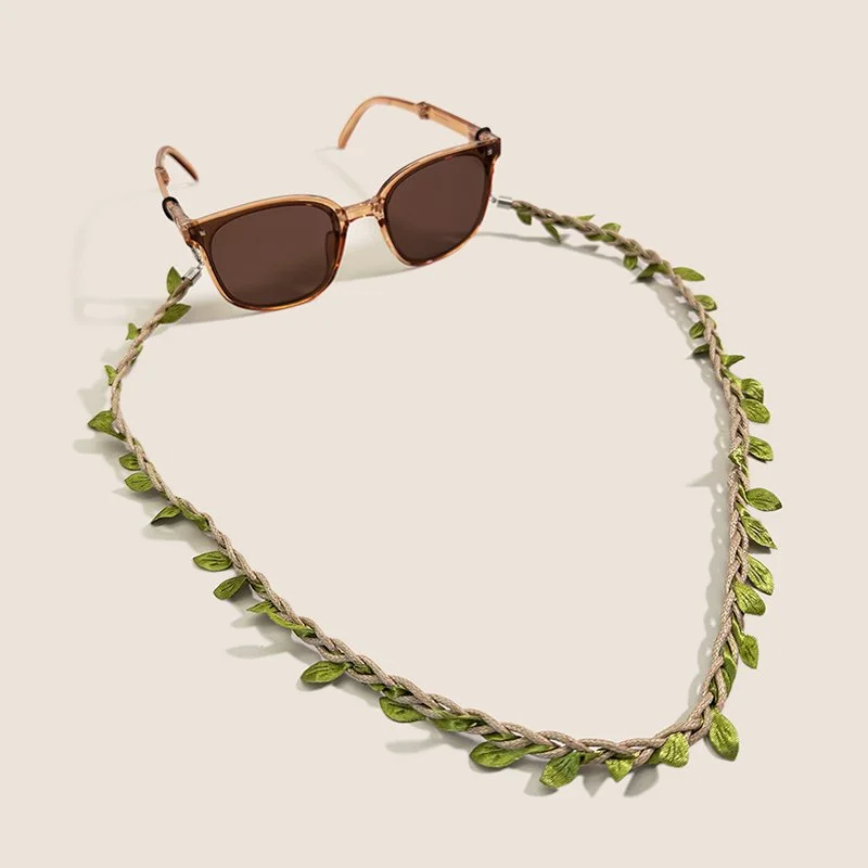 Forest Style Green Leaves Rope Glasses & Mask Chain