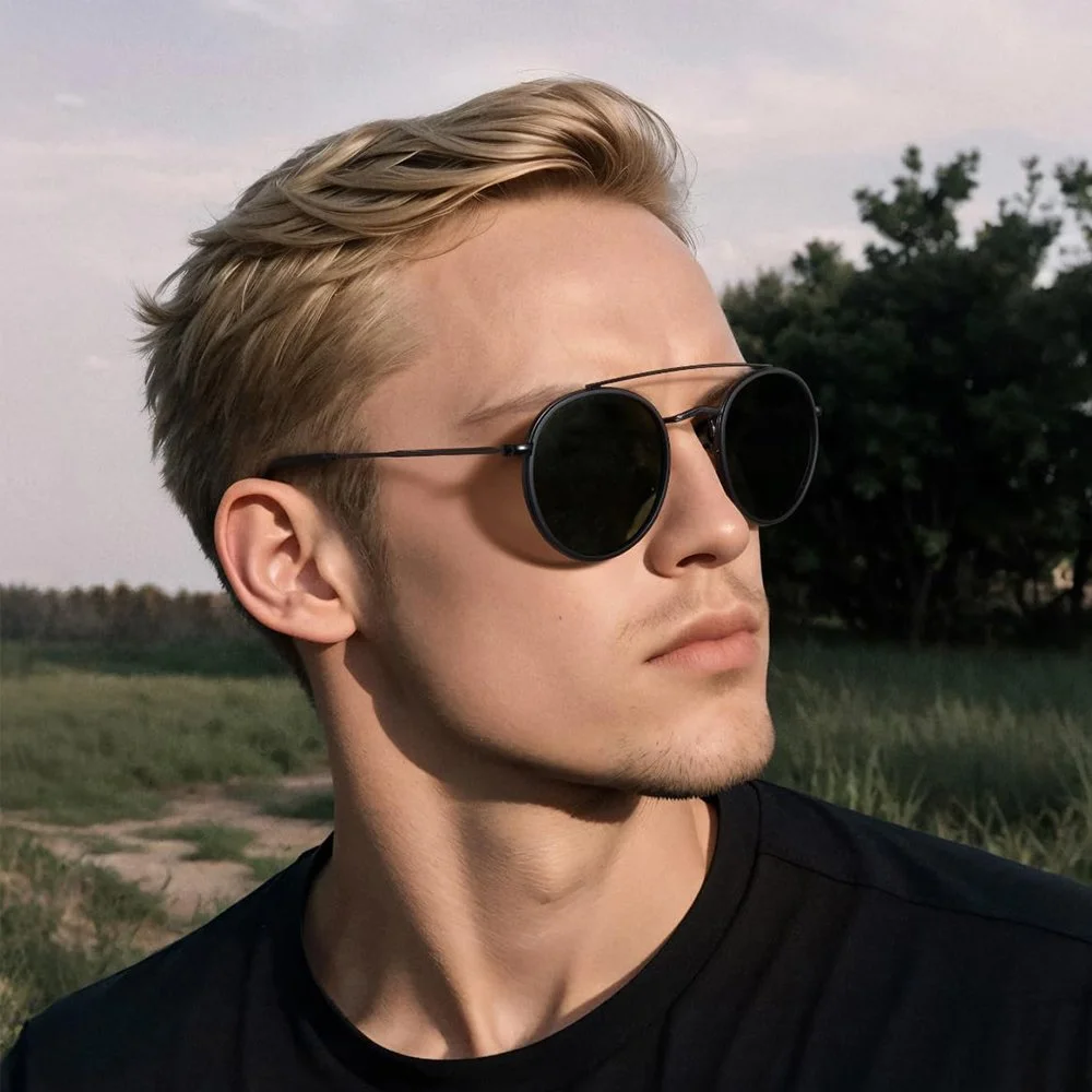 Classic Round Double Bridge Polarized Retro Sunglasses for Men & Women