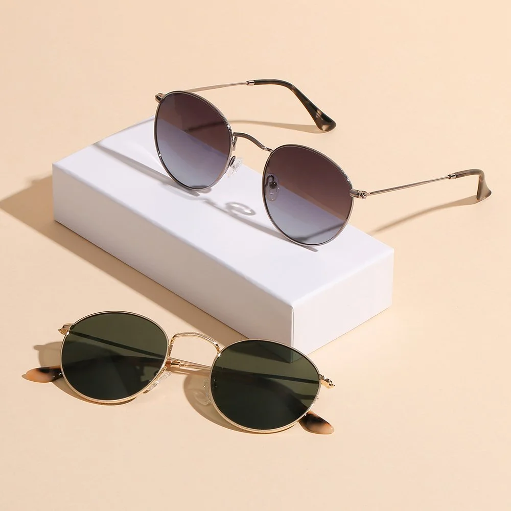 Small Round Polarized Metal Sunglasses – Vintage Steampunk Driving Shades