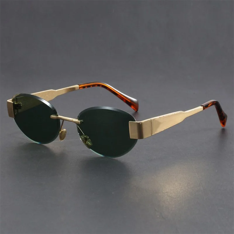 Oval Rimless Sunglasses UV400 Protection for Men & Women