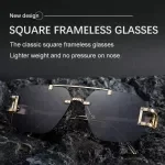 Square Rimless Steampunk Sunglasses for Men