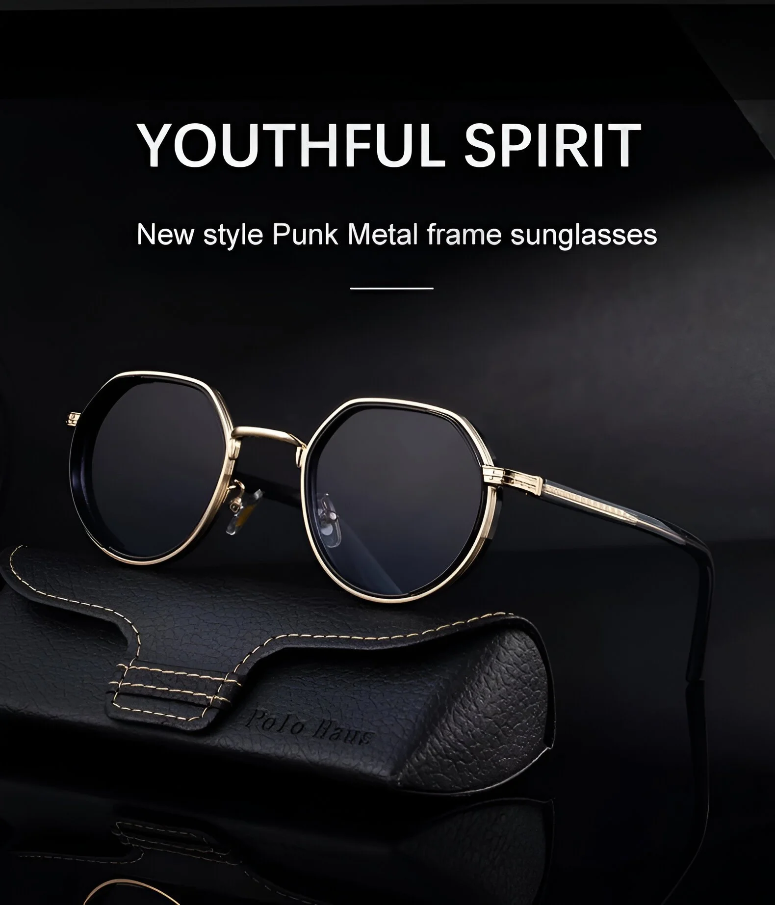 Vintage Small Frame Round Punk Sunglasses for Women & Men with UV400 Protection