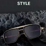 Men’s Classic Square Steampunk Sunglasses with UV400 Protection and Metal Frame