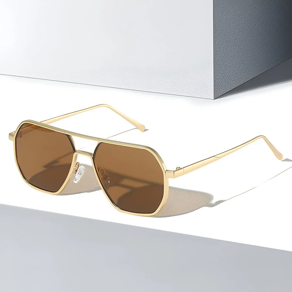 Retro Double Bridge Square Sunglasses with UV400 Protection for Men & Women