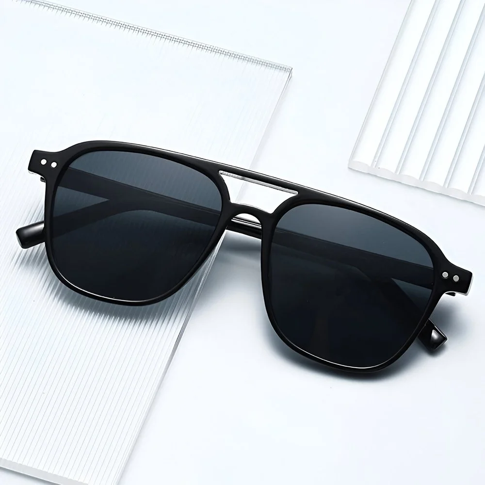 Trendy Double Bridge Pilot Sunglasses with Gradient UV400 Protection
