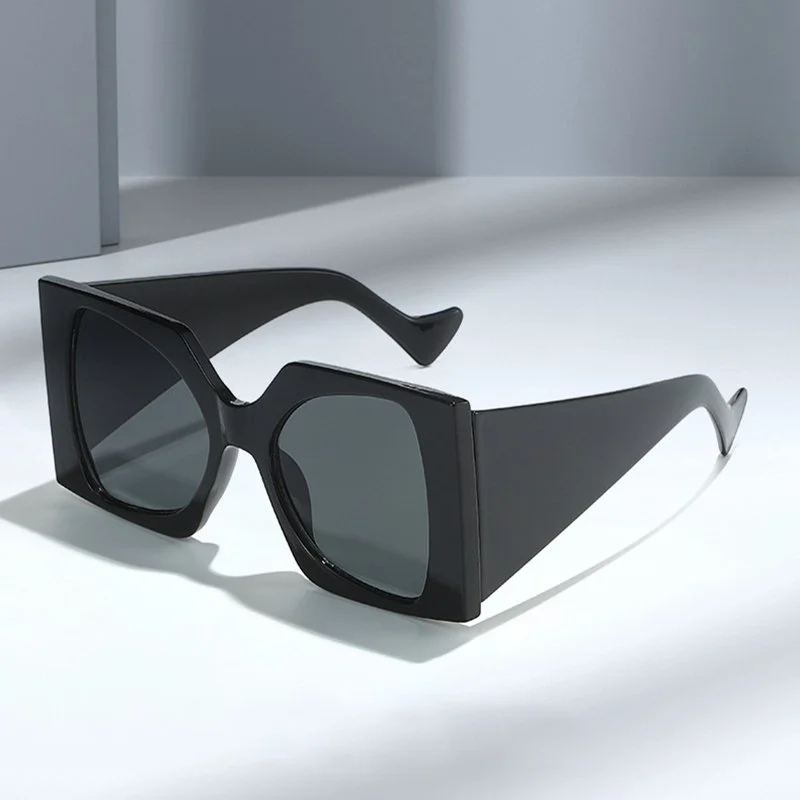 Oversized Square Retro Sunglasses with Double Color Gradient & Leopard Print