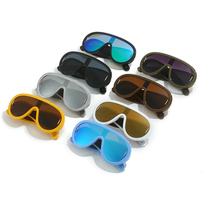 Oversized One-Piece Mirror Shades Women’s UV400 Pilot Sunglasses