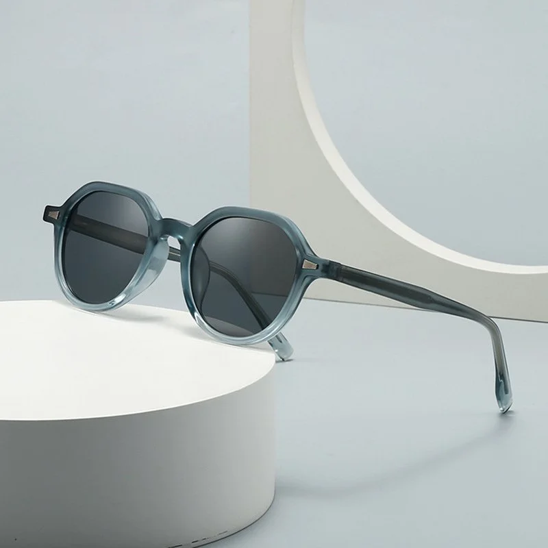 Retro Round Polarized Sunglasses for Men & Women Blue Gray UV400 Shades
