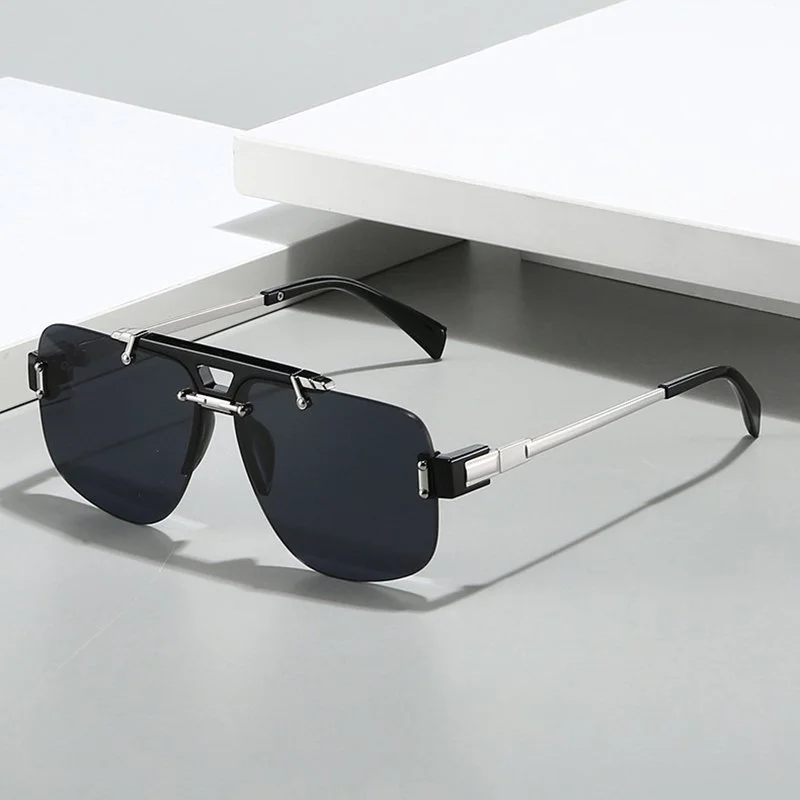 Square Rimless Gradient Lens Sunglasses – UV400 Retro Fashion Shades