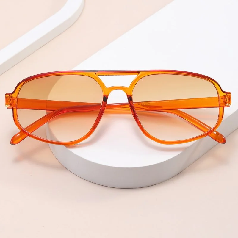 Oval Polygonal Sunglasses with Double Bridge – UV400 Gradient Lenses
