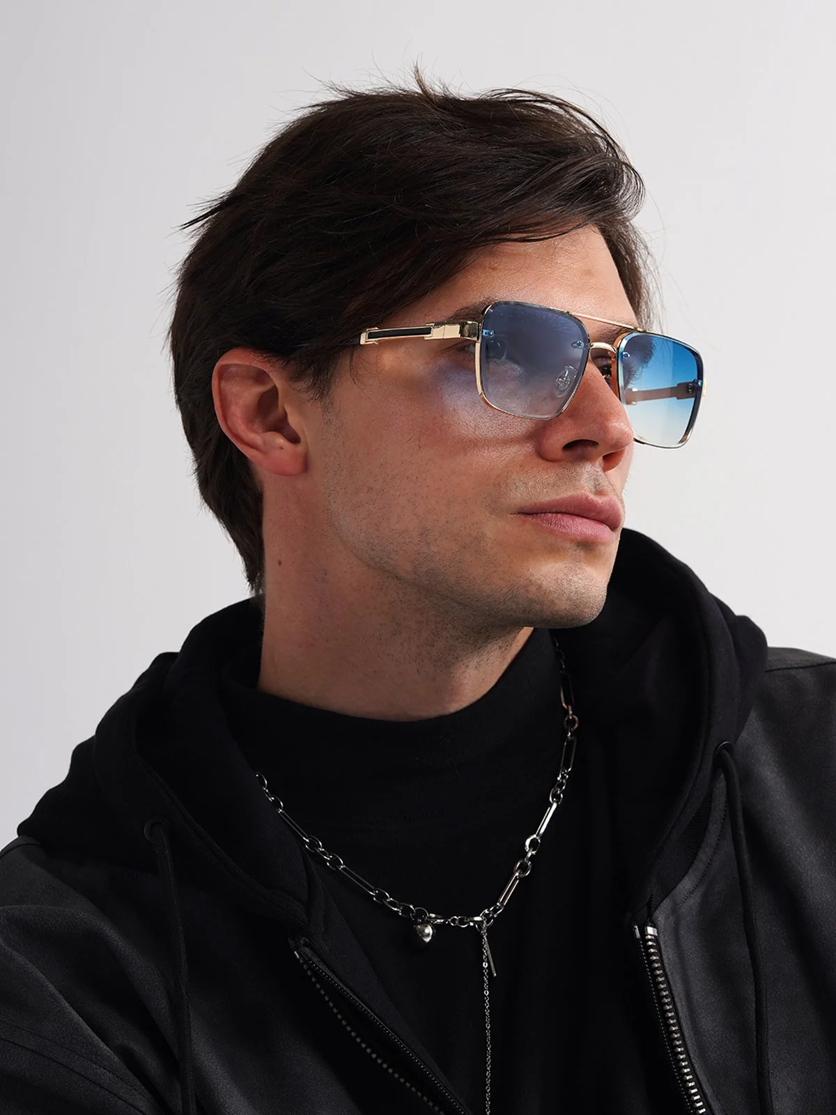 Men's Square Metal Frame Sunglasses – UV400 Gradient Pilot Style Shades