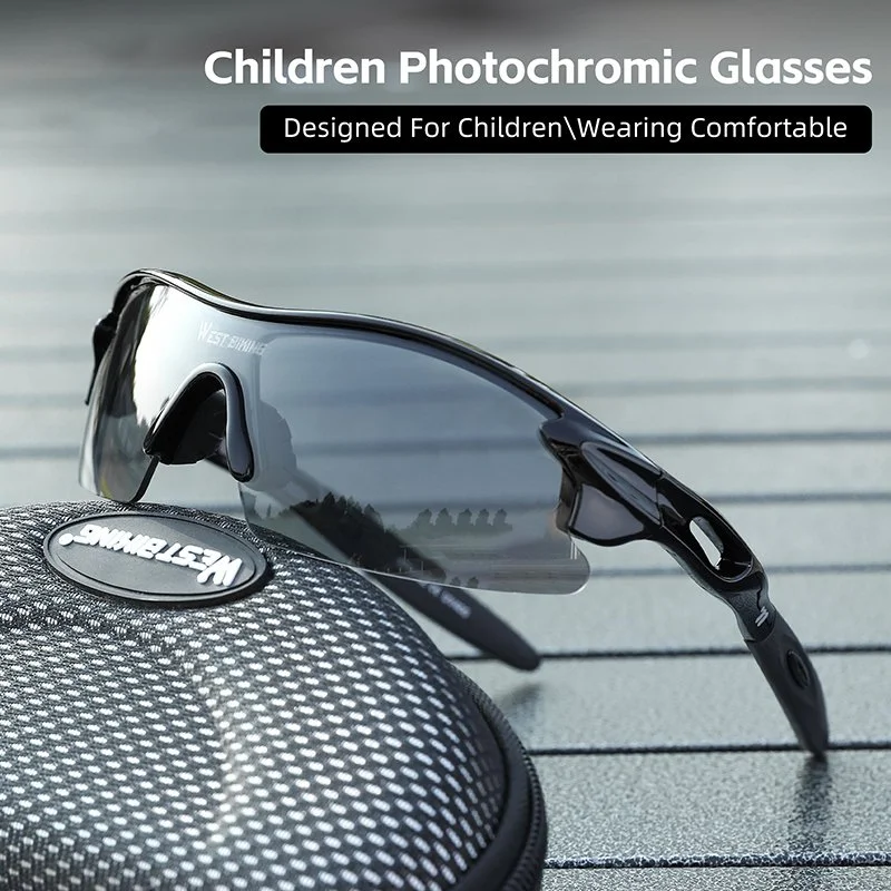 Kids' Photochromic Cycling Sunglasses with UV400 Protection – Windproof & Impact-Resistant
