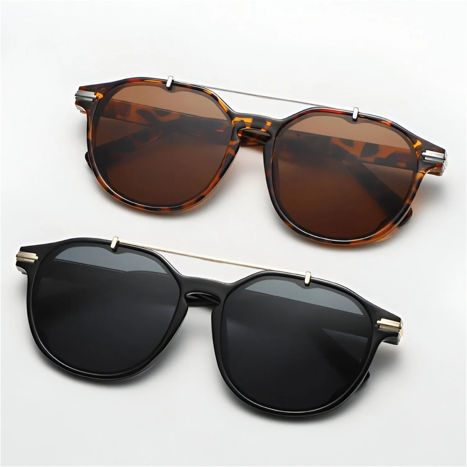 Luxury Retro Double Bridge Square Sunglasses UV400 for Men & Women