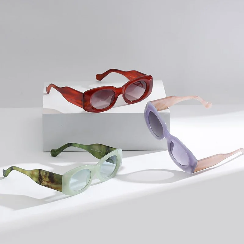 Trendy Oval Jelly Color Retro Sunglasses with UV400 Gradient Lenses