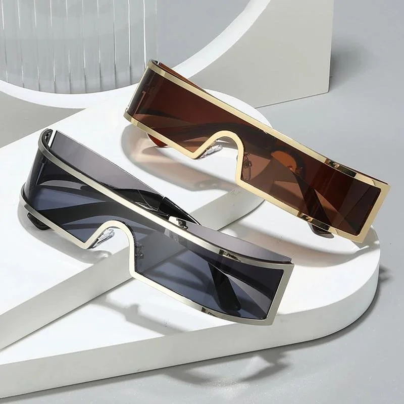 Retro Metal One Piece UV400 Sunglasses for Men & Women - Fashion Outdoor Shades