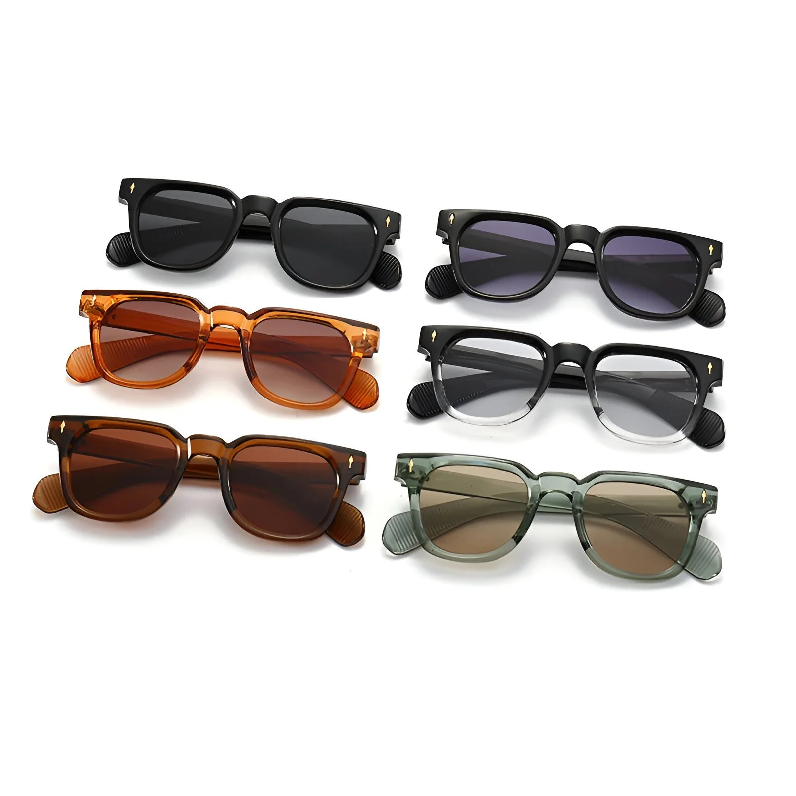 Retro Square Rivet Sunglasses UV400 Protection for Men and Women