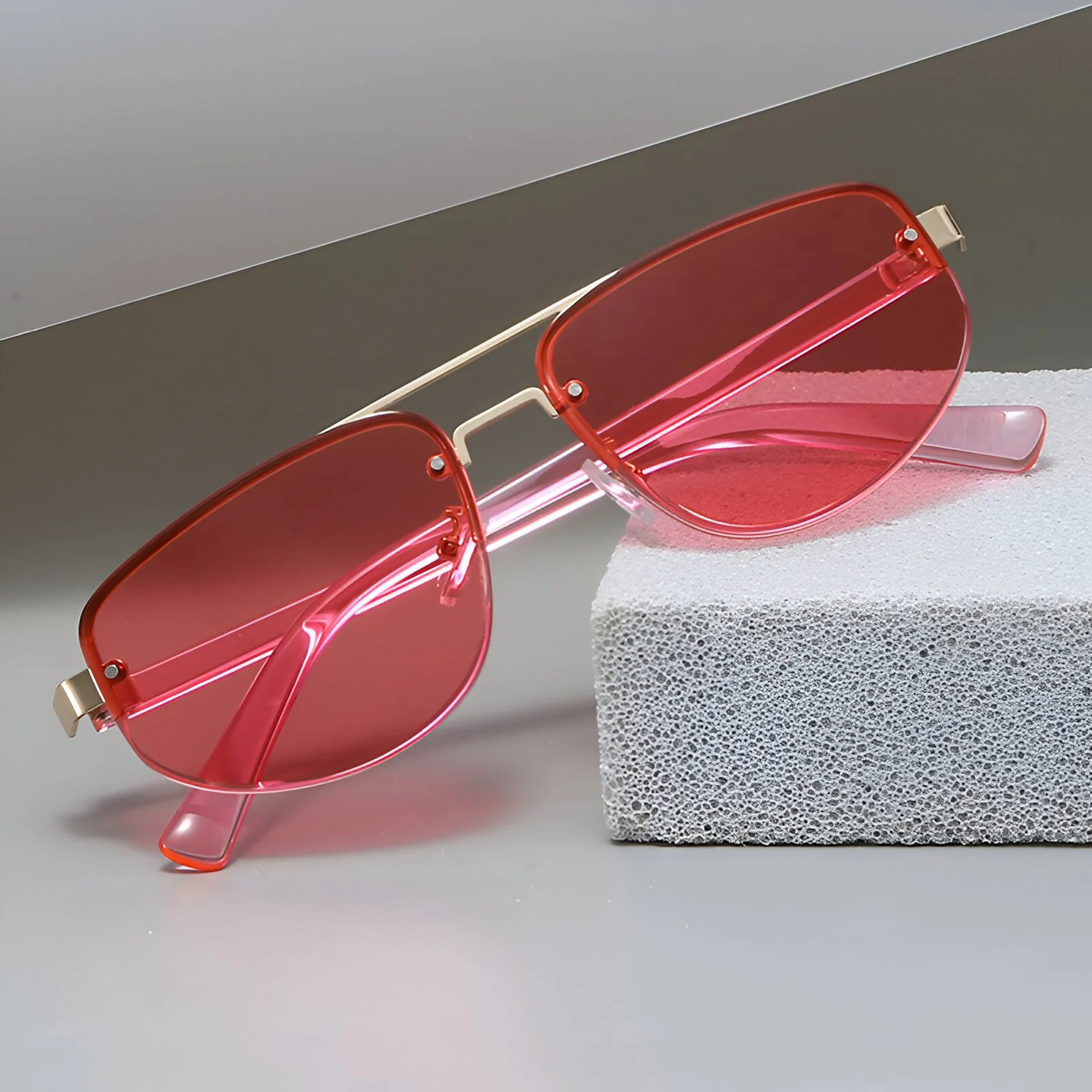Retro Double Bridge Cat Eye Sunglasses with UV400 Protection